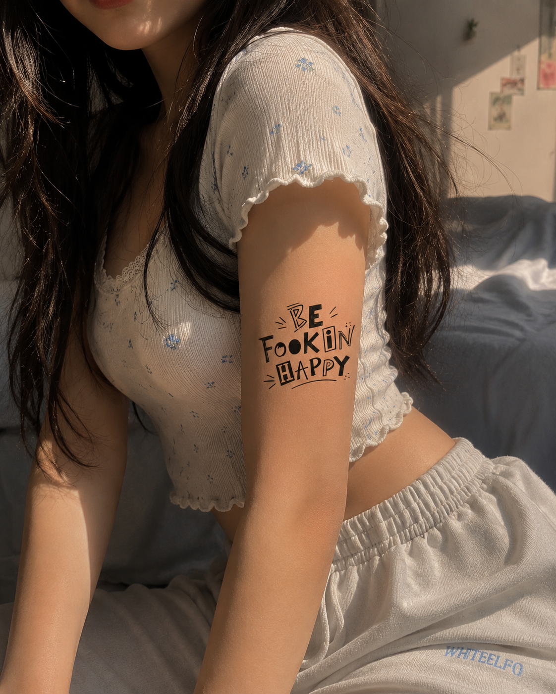 Be Happy Tattoo – Small Size (2.5x2.5 inch) | Realistic Temporary Tattoo for Men & Women