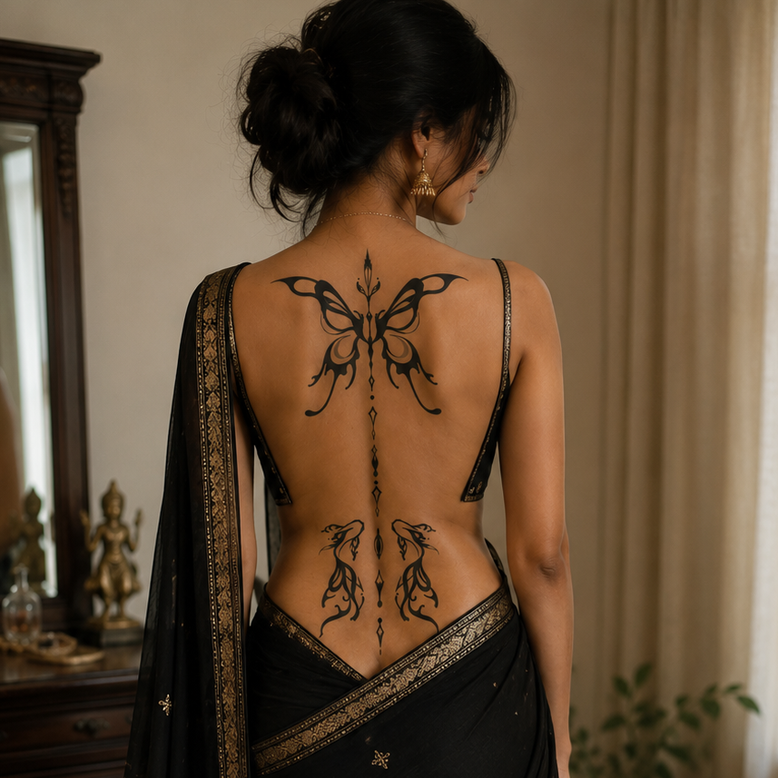 Mystic Butterfly Large Back Tattoo