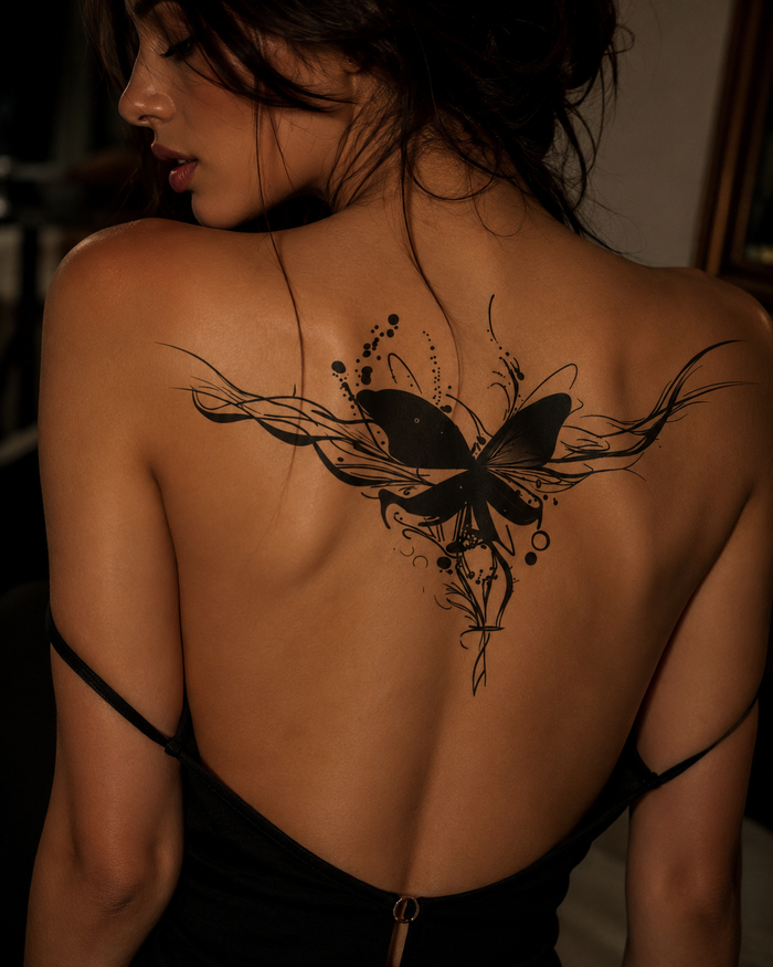 Butterfly Bloom Large Back Tattoo